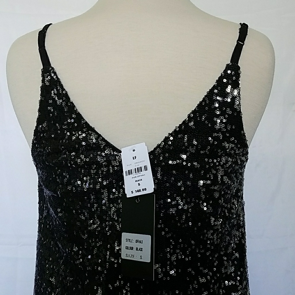 Black Sequin Slip Dress (LF) - Picture 6 of 8